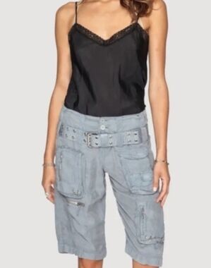 Pete & Greta By Johnny Was Cotton Blend Cargo Shorts 6 Gray Y2K Lightweight